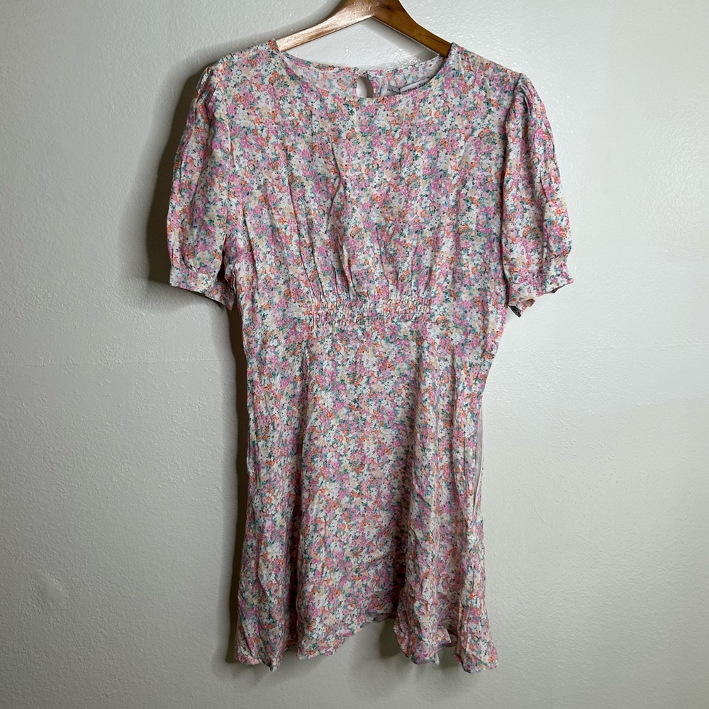 NWT Faithfull The Brand Sidonie Floral Pink Mini Dress Size 8 FLAW